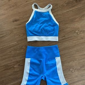 Matching biker shorts and top workout fit